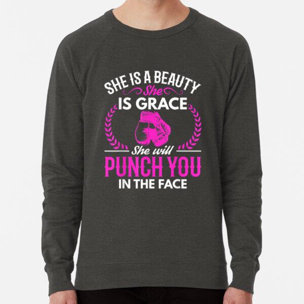 Boxing She Will Punch You In The Face Regular Fit Printed Sweatshirt 