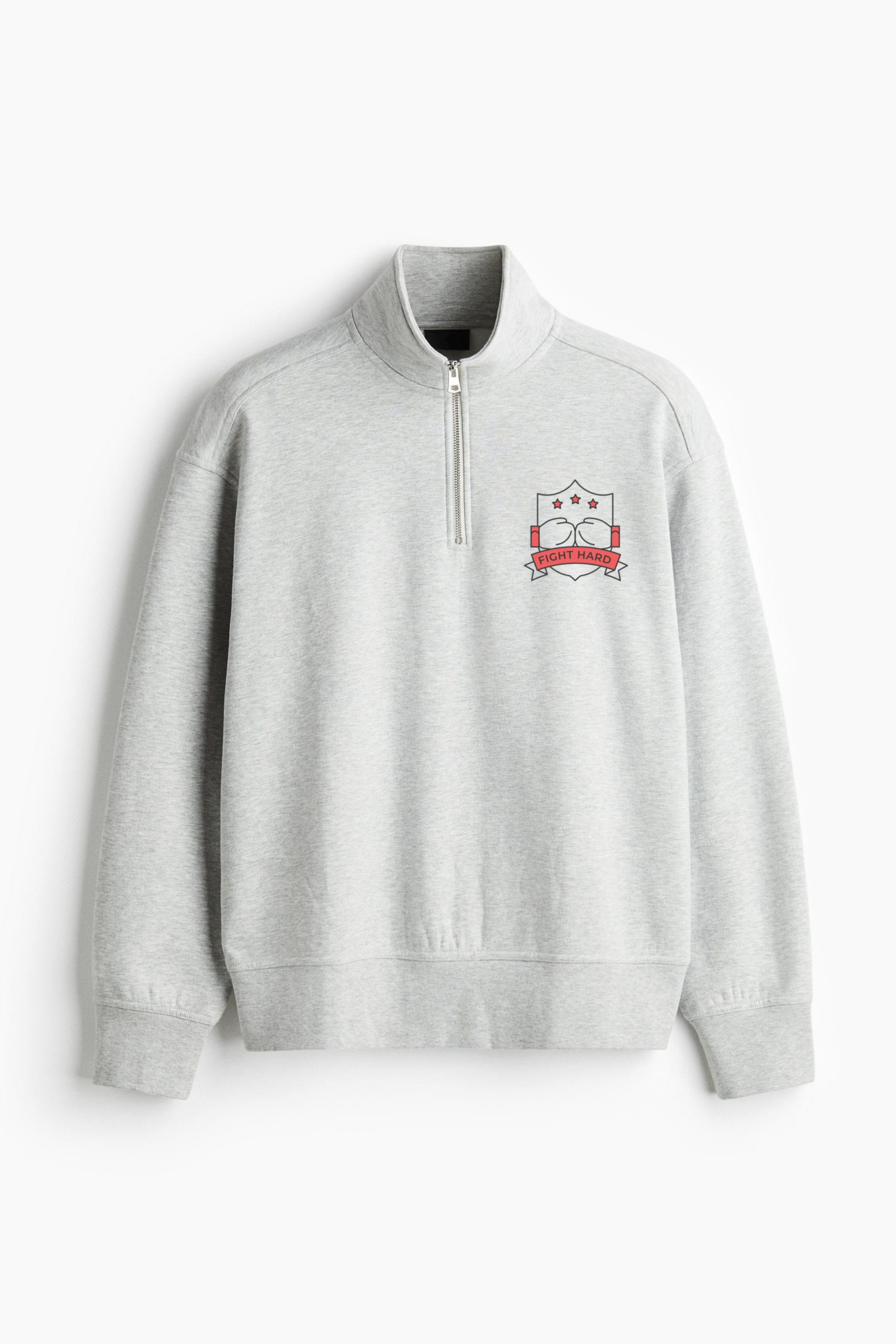 Fight Hard Glove Boxing Glove Star Colored Badge Sticker Loose-Fit Sweatshirt Collar Jacket - Image 3