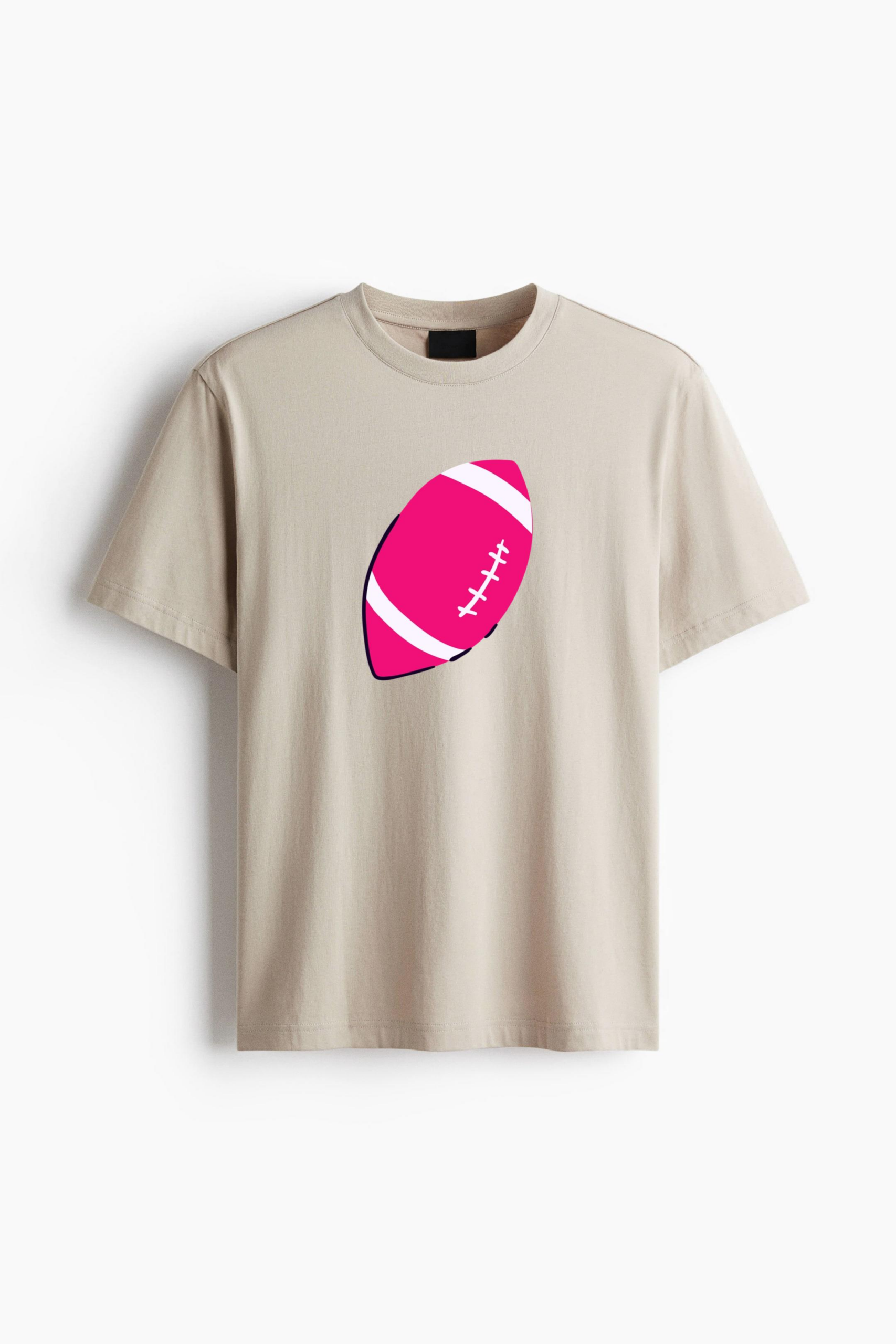 Pink Football Flat Cotton T-Shirt 