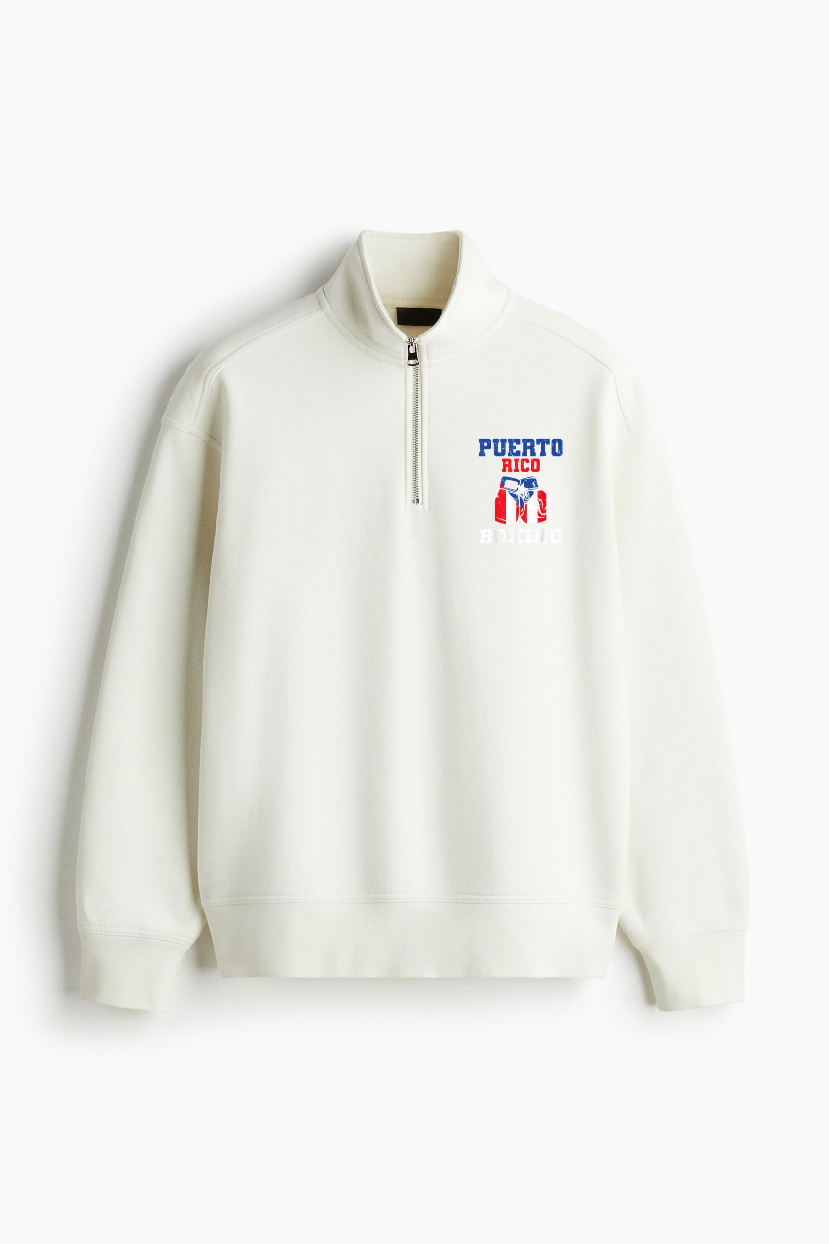 Puerto Rican Flag Boxing Loose-Fit Sweatshirt Collar Jacket