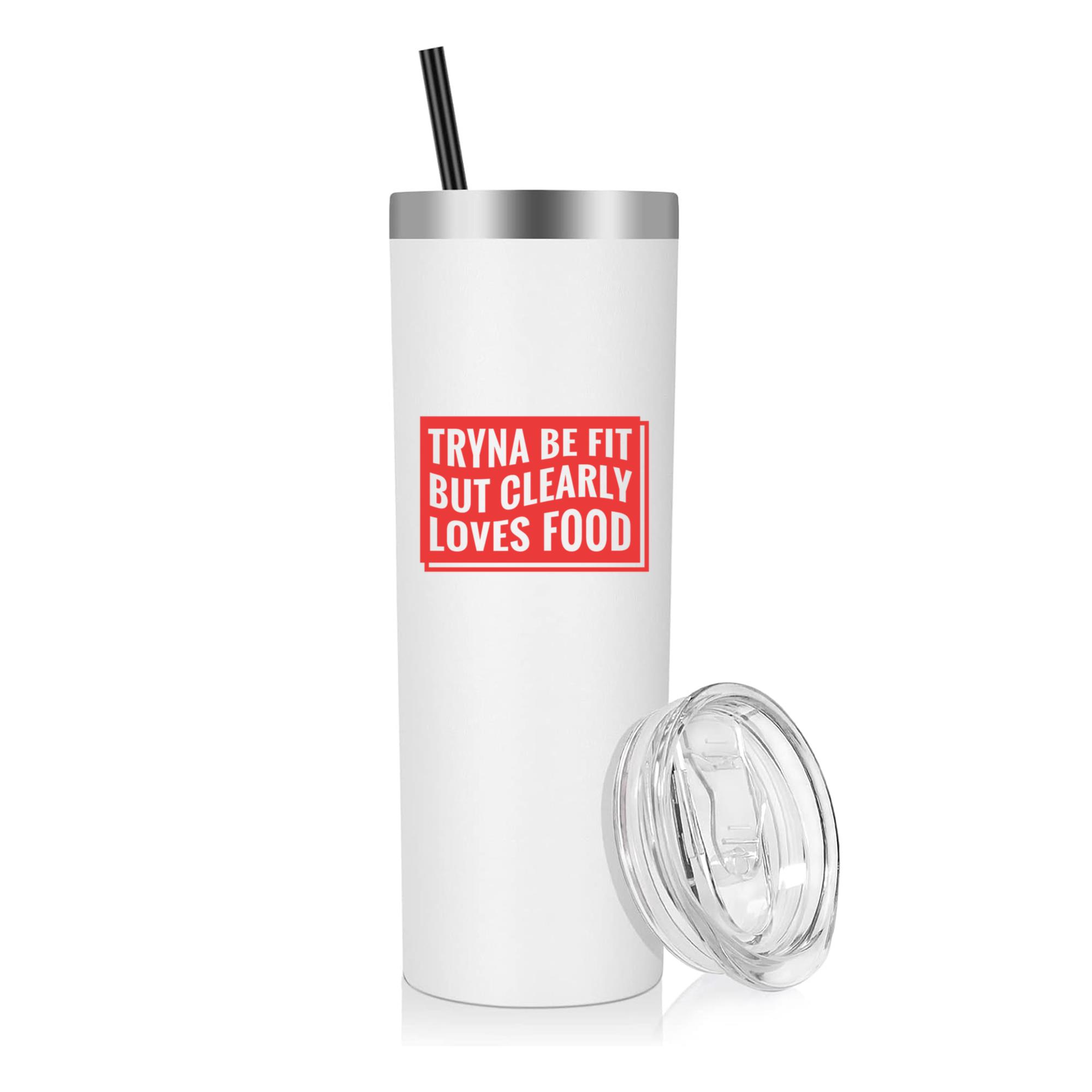 Tryna Be Fit Workout Phrase 20oz Stainless Steel Tumbler