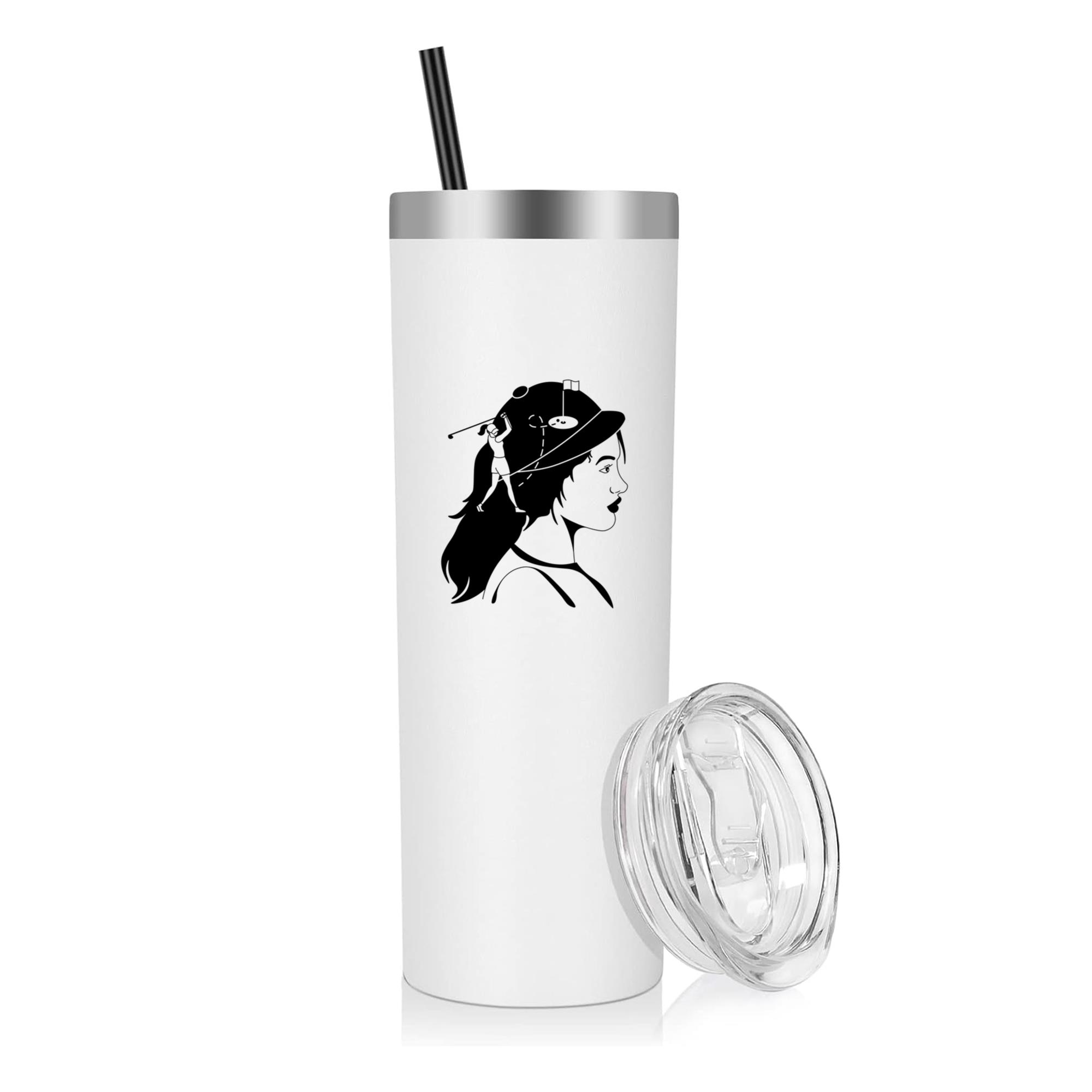 Woman Golfer Filled Stroke 20oz Stainless Steel Tumbler