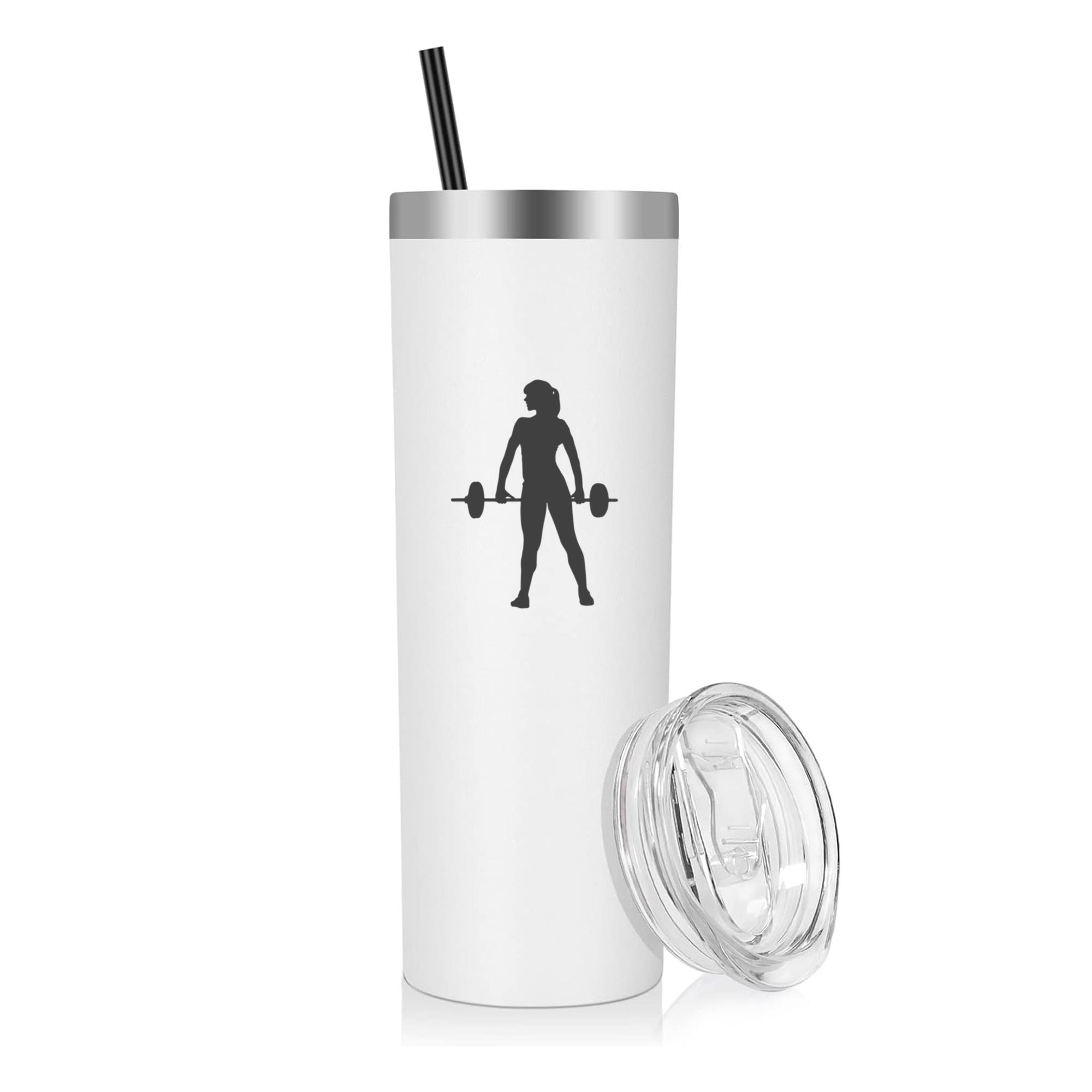 Woman Holding Barbell Silhouette 20oz Stainless Steel Tumbler
