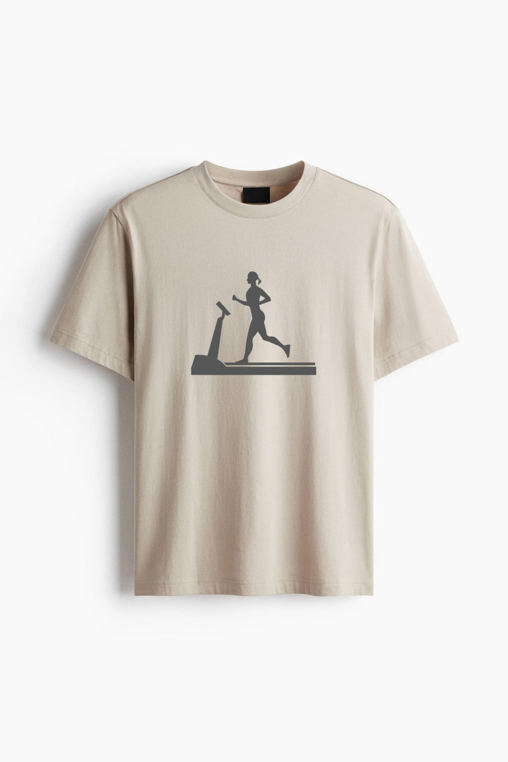 Woman On Tradmill Icon Cotton T-Shirt 