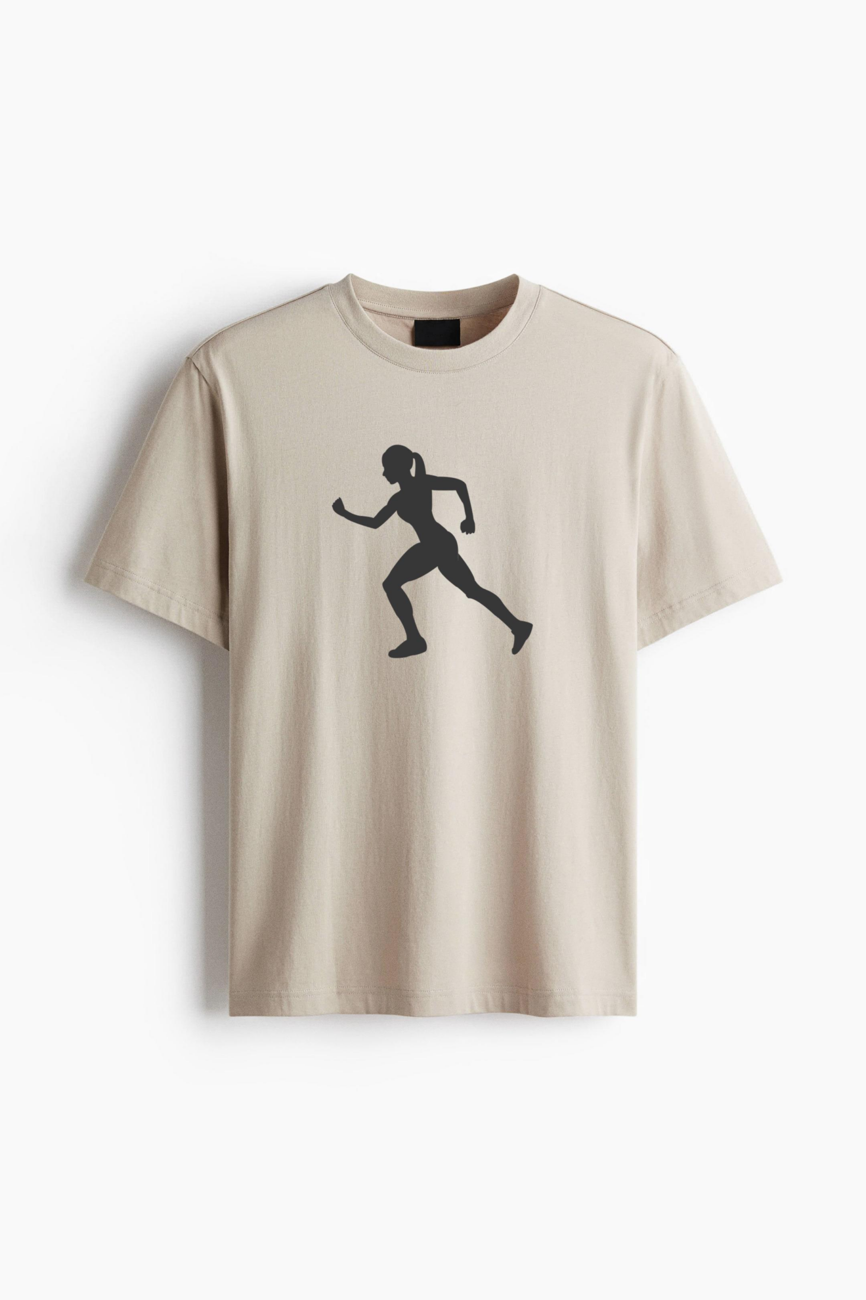 Woman Running Silhouette Cotton T-Shirt 