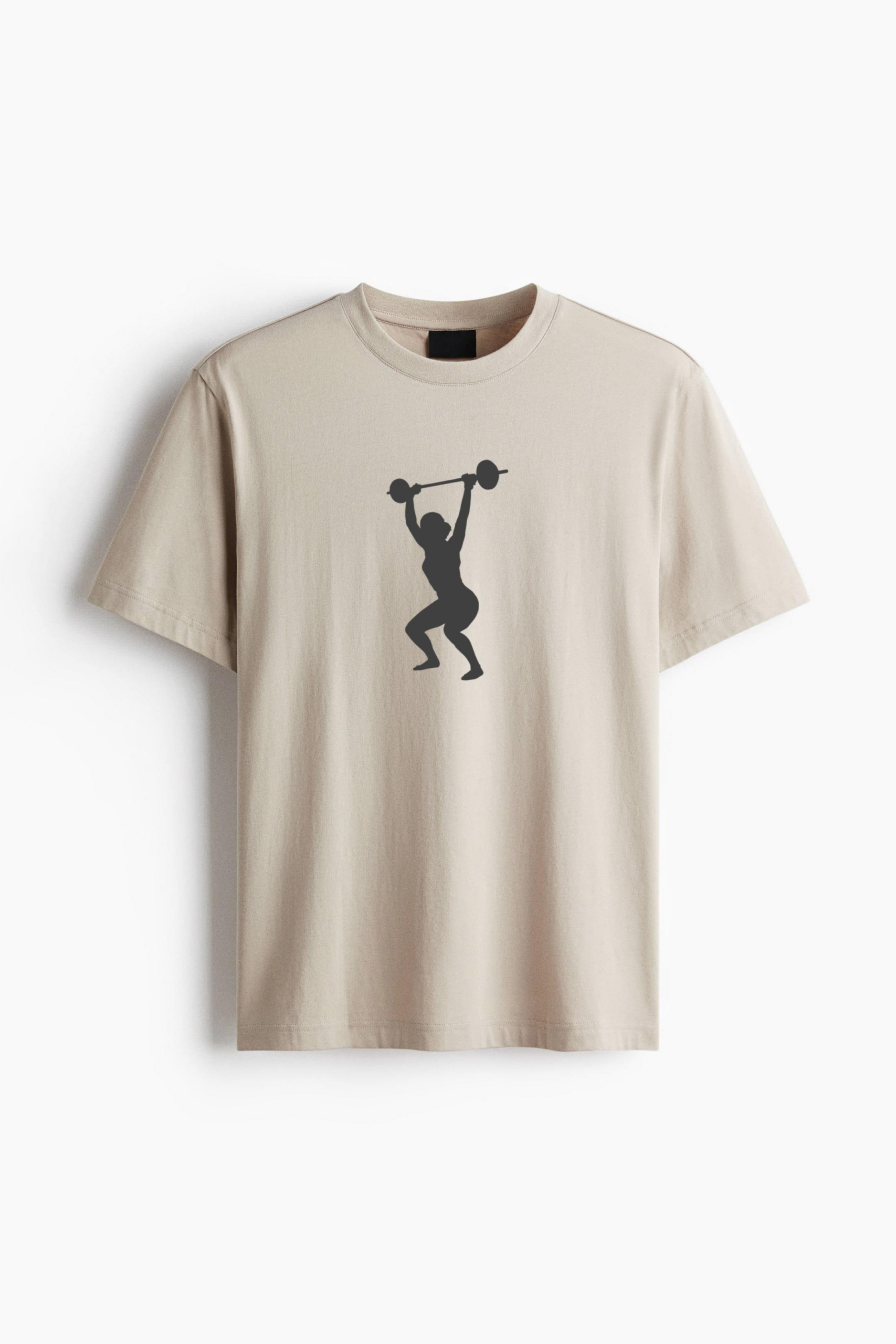 Woman Snatch Overhead Silhouette Cotton T-Shirt 